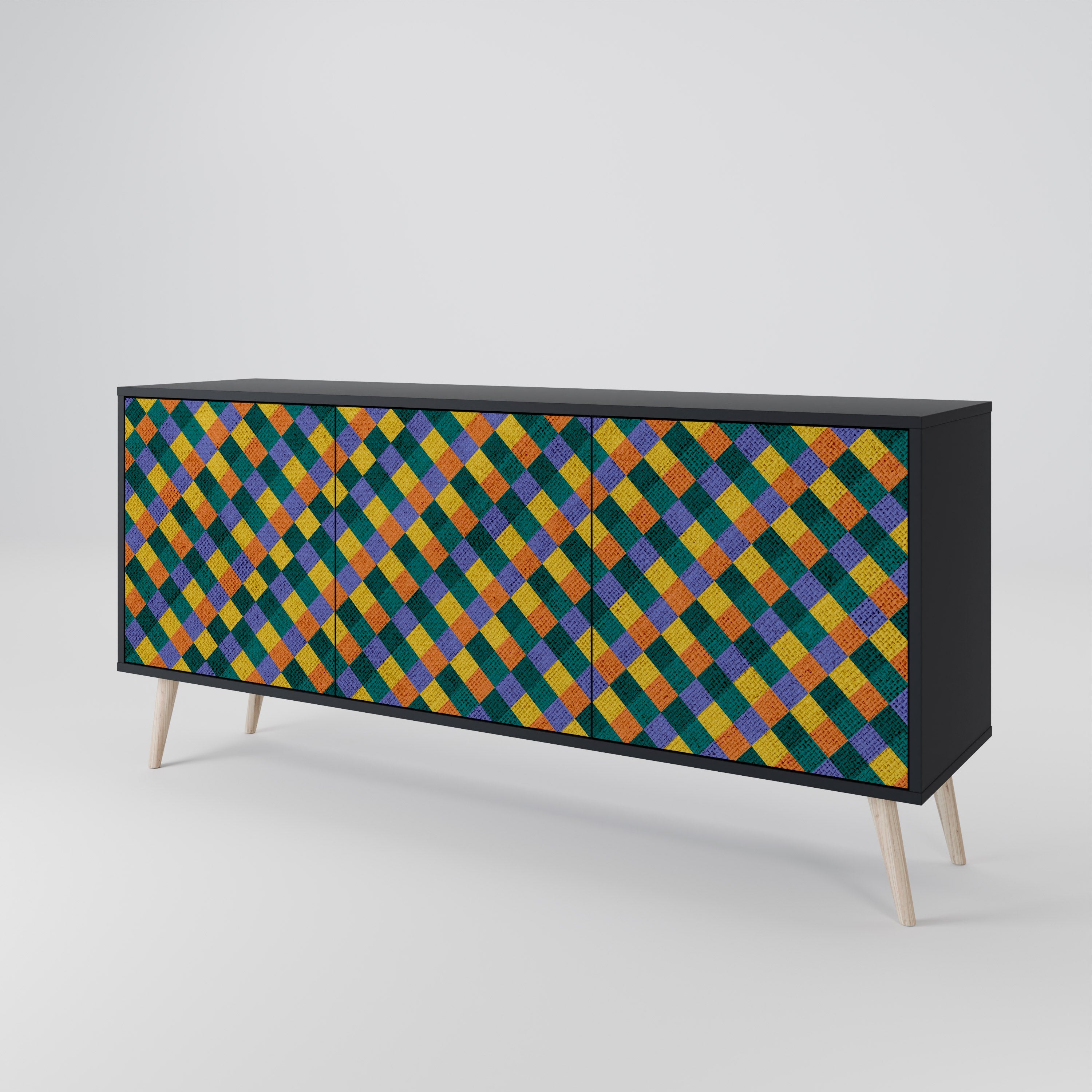 PAINTED SQUARES MIX 3-Door Sideboard