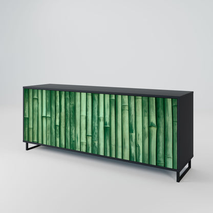 NATURAL GREEN 3-Door Sideboard in Black Finish