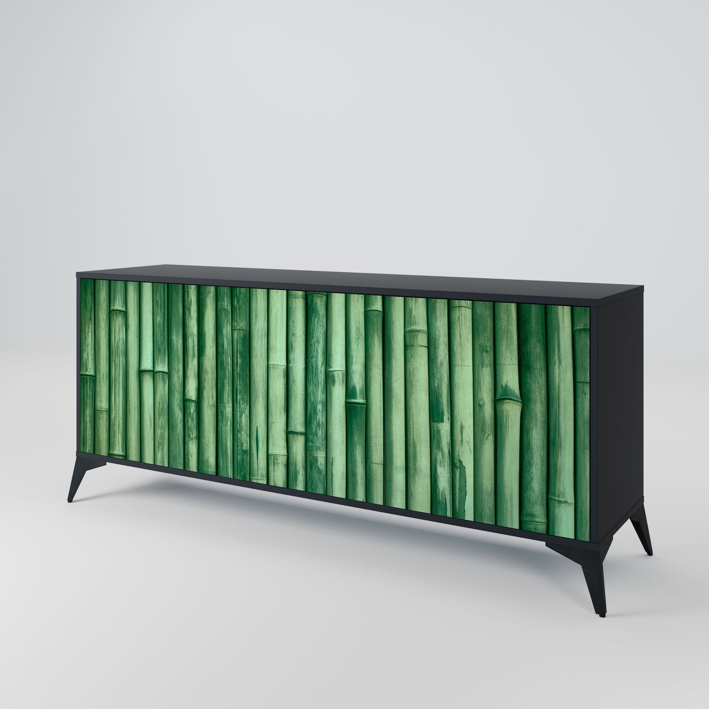 NATURAL GREEN 3-Door Sideboard in Black Finish