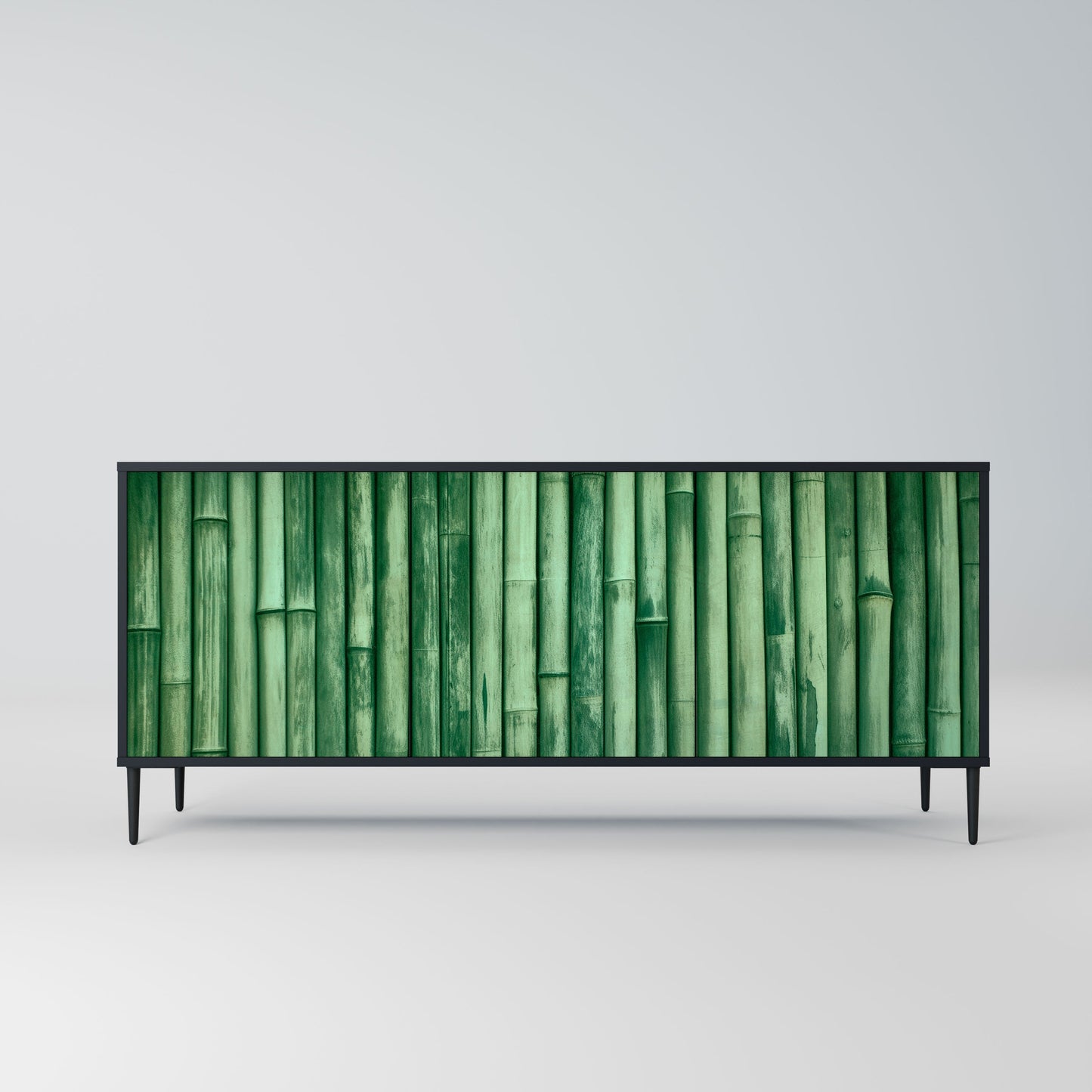 NATURAL GREEN 3-Door Sideboard in Black Finish