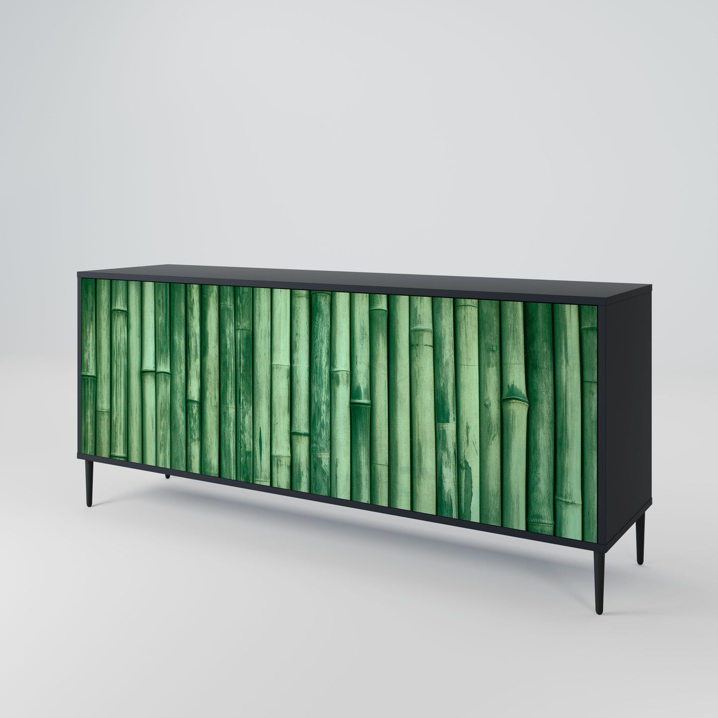 NATURAL GREEN 3-Door Sideboard in Black Finish