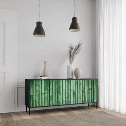 NATURAL GREEN 3-Door Sideboard in Black Finish