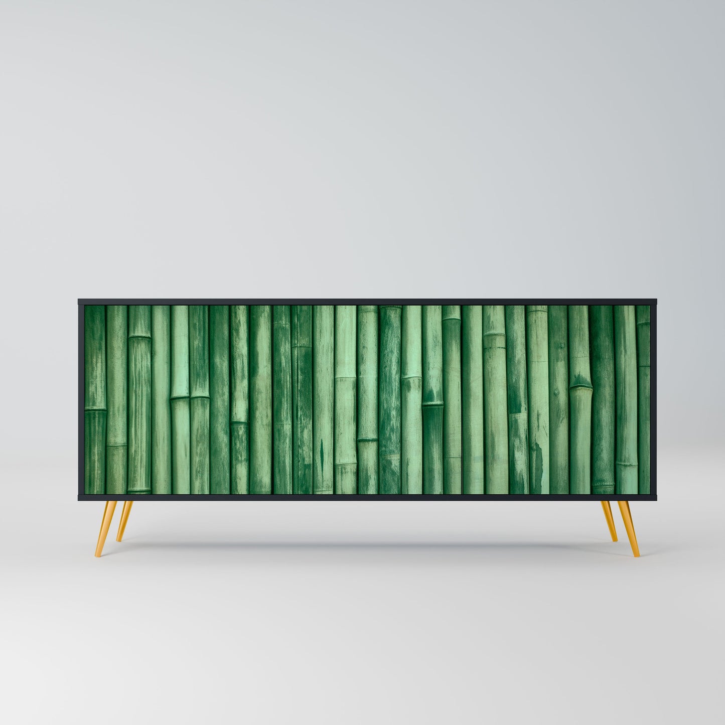 NATURAL GREEN 3-Door Sideboard in Black Finish