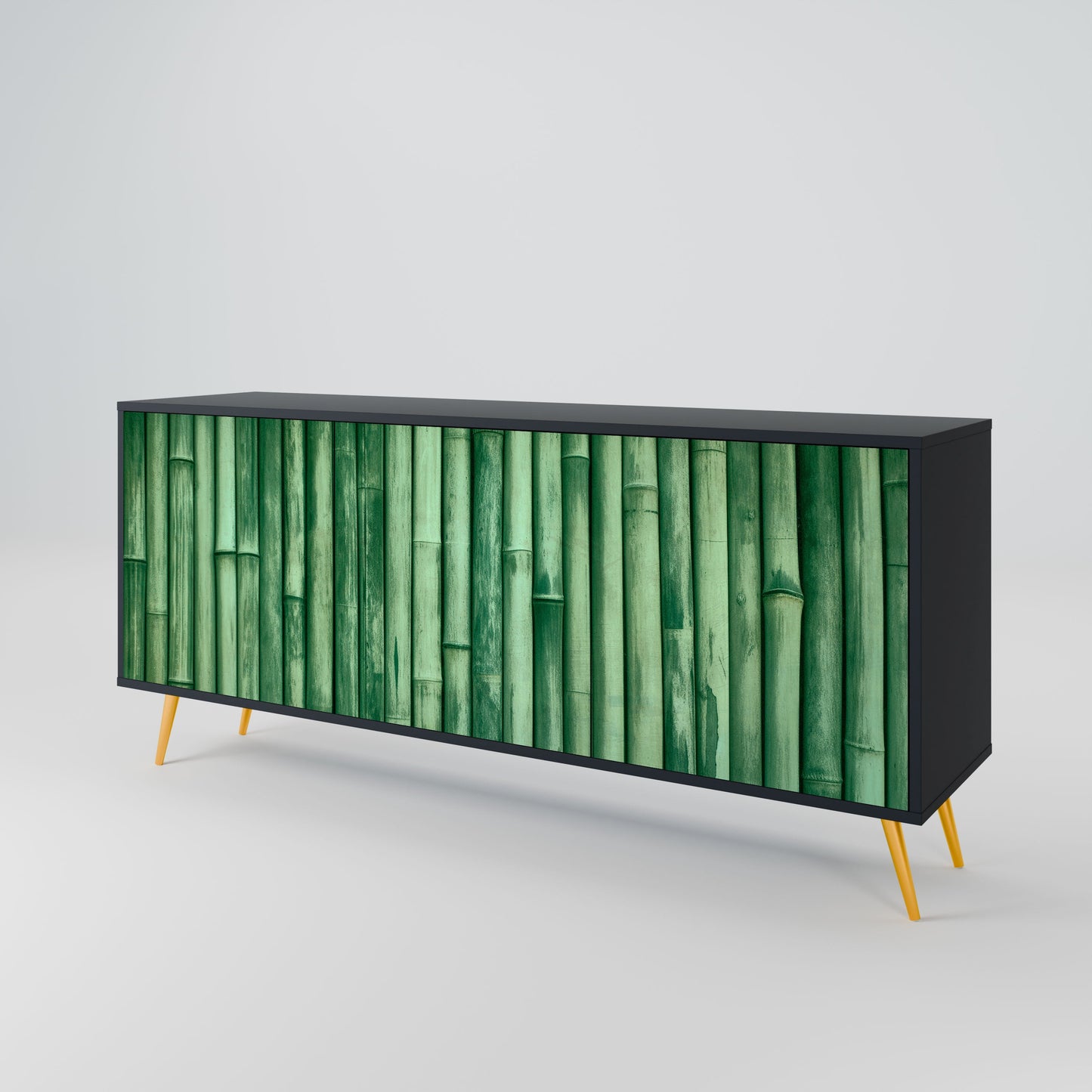 NATURAL GREEN 3-Door Sideboard in Black Finish