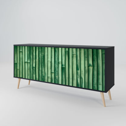 NATURAL GREEN 3-Door Sideboard in Black Finish