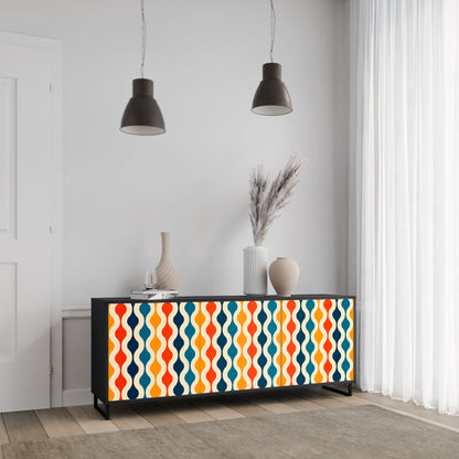 Credenza a 3 ante COLORFUL NOSTALGIA in finitura nera