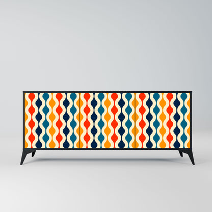 Credenza a 3 ante COLORFUL NOSTALGIA in finitura nera