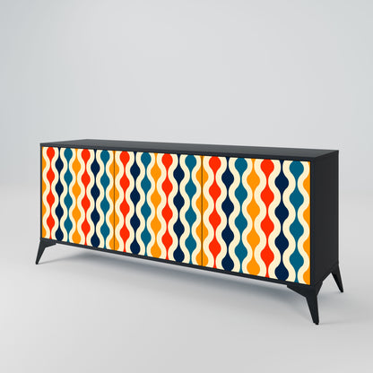 Credenza a 3 ante COLORFUL NOSTALGIA in finitura nera