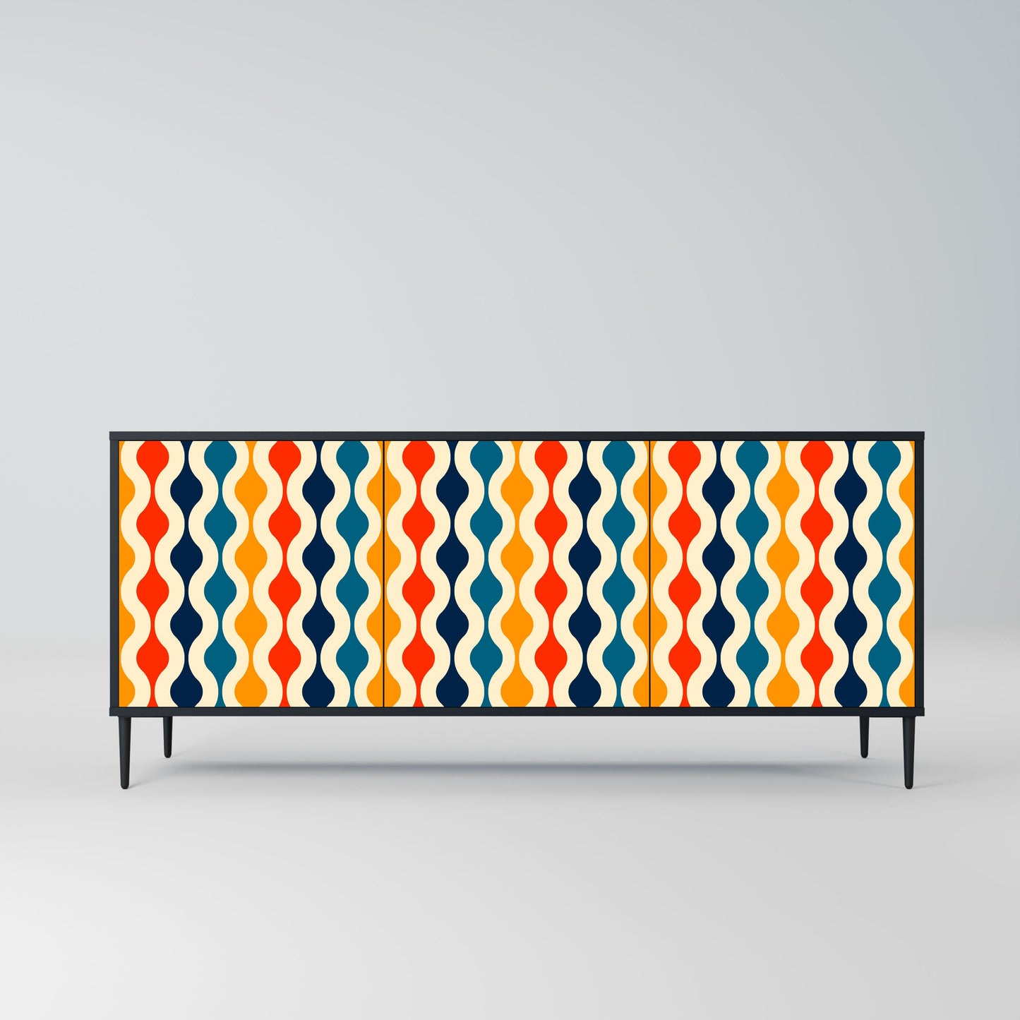 Credenza a 3 ante COLORFUL NOSTALGIA in finitura nera