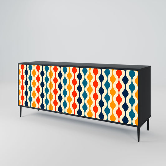 Credenza a 3 ante COLORFUL NOSTALGIA in finitura nera