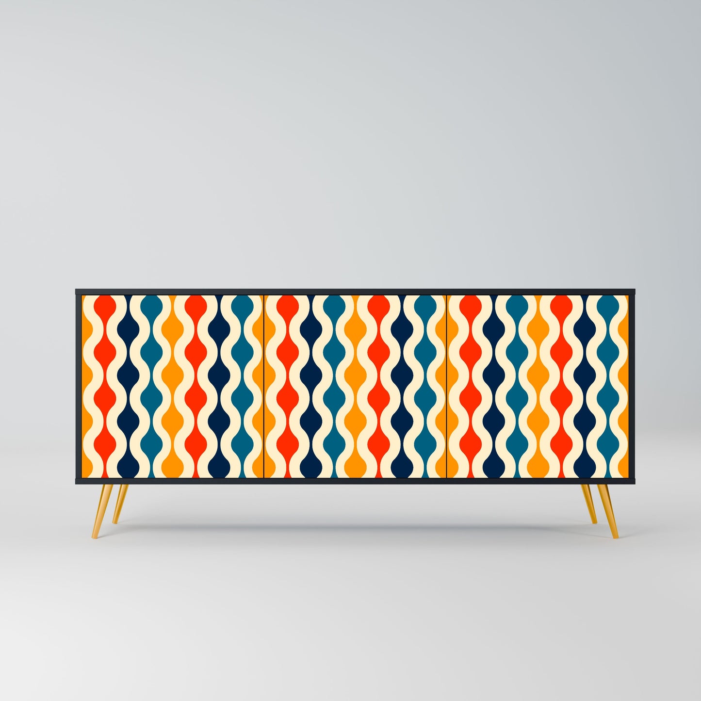 Credenza a 3 ante COLORFUL NOSTALGIA in finitura nera