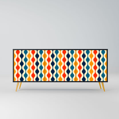 Credenza a 3 ante COLORFUL NOSTALGIA in finitura nera