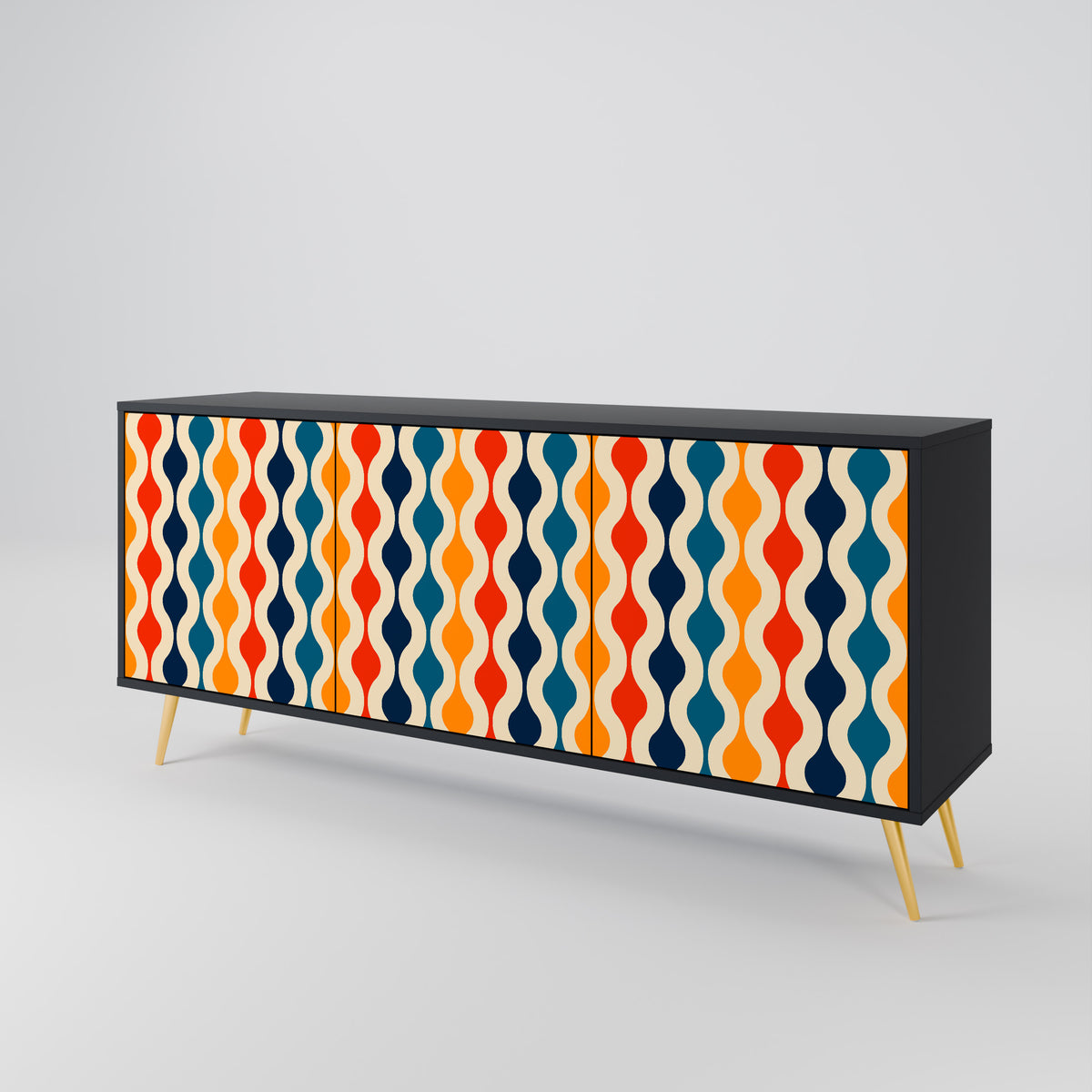 COLORFUL NOSTALGIA Skänk med tre dörrar