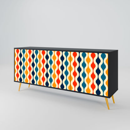 Credenza a 3 ante COLORFUL NOSTALGIA in finitura nera