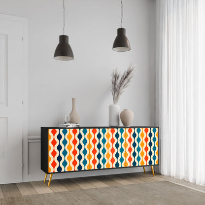 Credenza a 3 ante COLORFUL NOSTALGIA in finitura nera