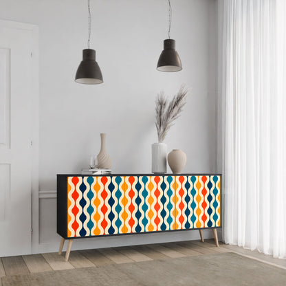 Credenza a 3 ante COLORFUL NOSTALGIA in finitura nera