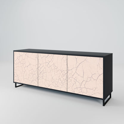 CERAMIC TEXTURE 3-Door Sideboard in Black Finish