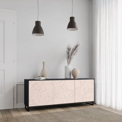 CERAMIC TEXTURE 3-Door Sideboard in Black Finish