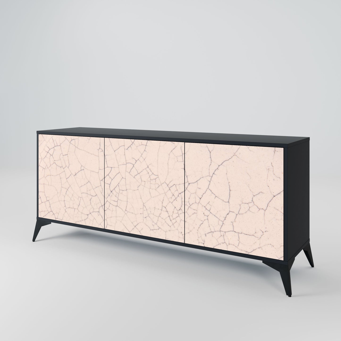 CERAMIC TEXTURE 3-Door Sideboard in Black Finish