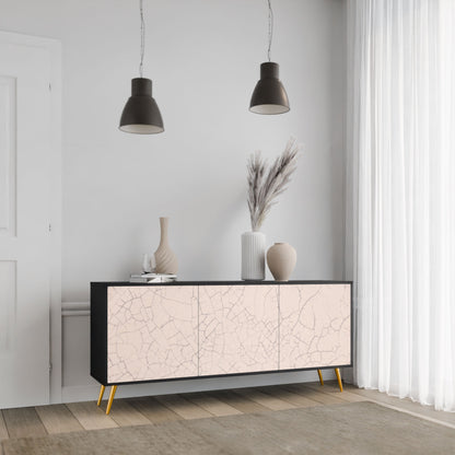 CERAMIC TEXTURE 3-Door Sideboard in Black Finish