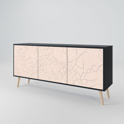 CERAMIC TEXTURE 3-Door Sideboard in Black Finish