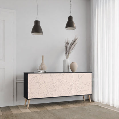 CERAMIC TEXTURE 3-Door Sideboard in Black Finish