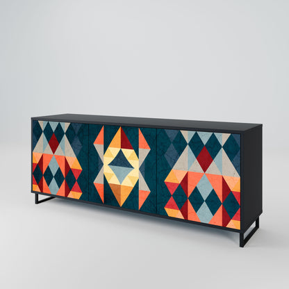 Credenza a 3 ante CRACKED ILLUSION in finitura nera