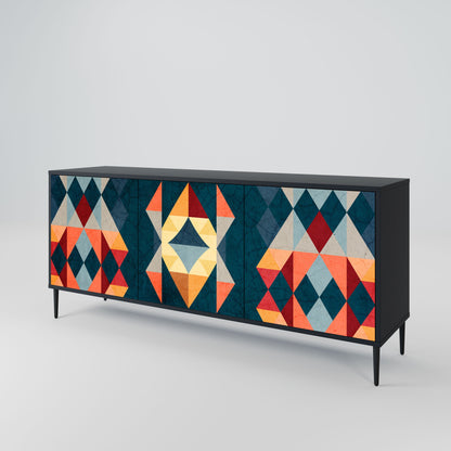 Credenza a 3 ante CRACKED ILLUSION in finitura nera