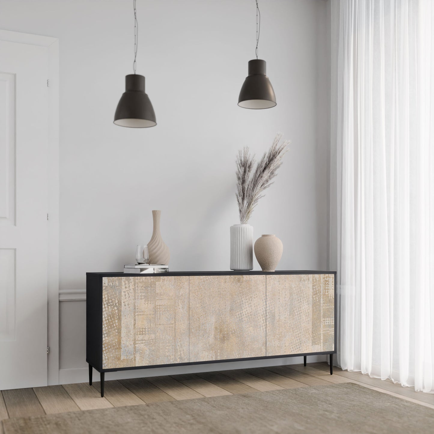 ERRORE SCHERMO Credenza a 3 ante in finitura nera