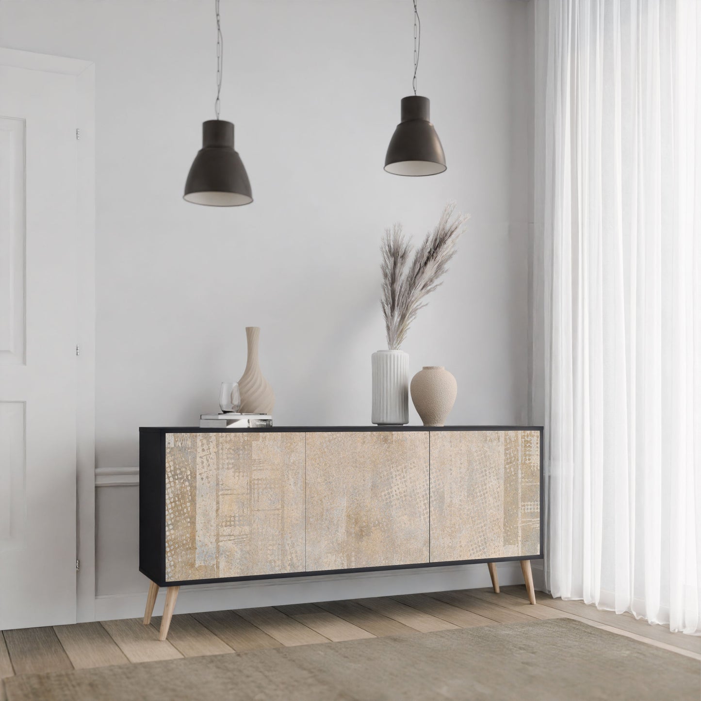 ERRORE SCHERMO Credenza a 3 ante in finitura nera