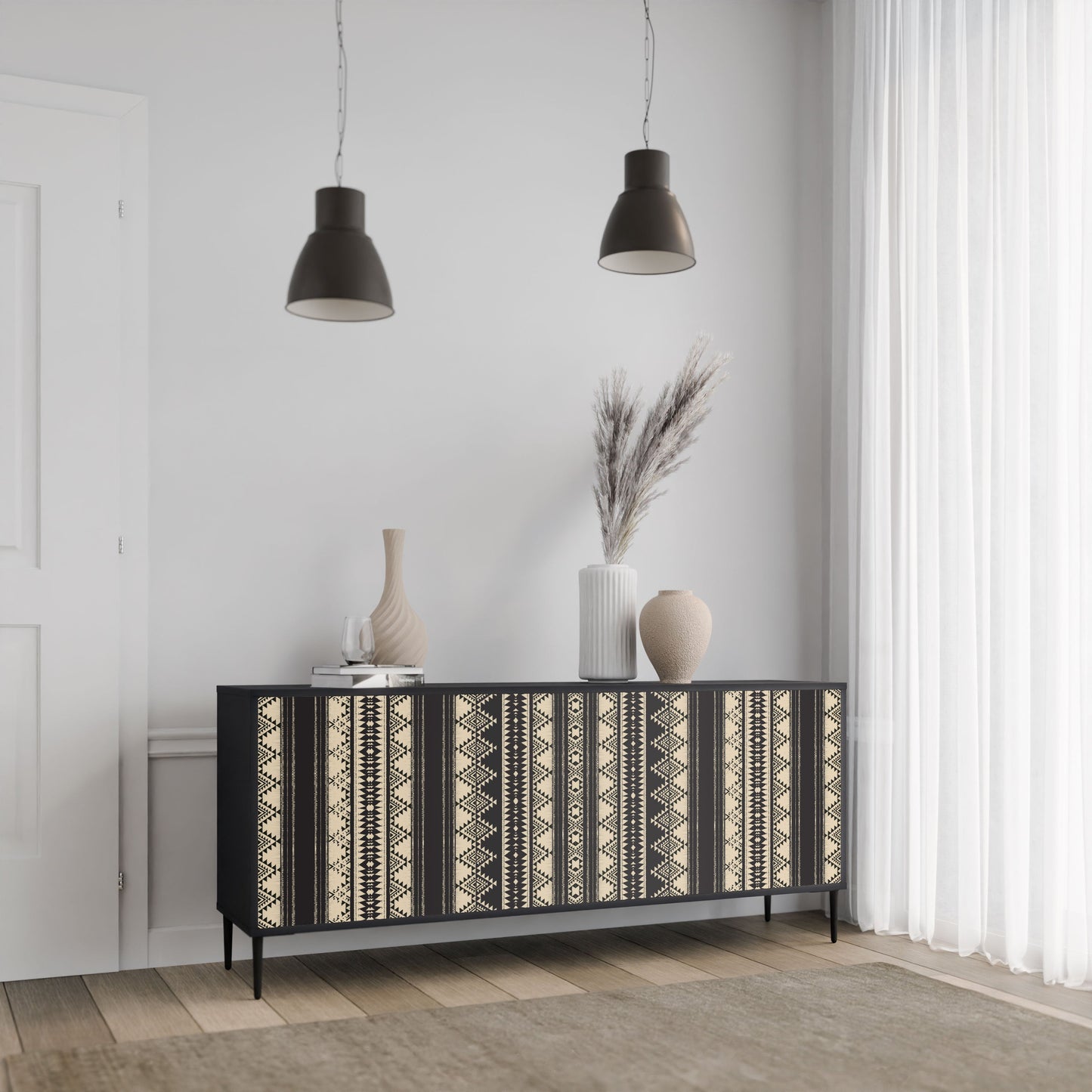 AZTEC 3-Door Sideboard in Black Finish