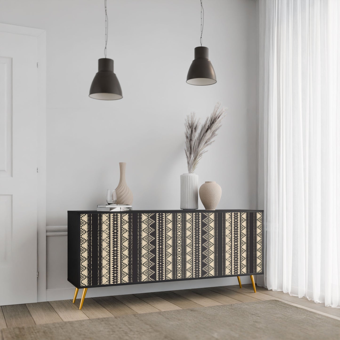 AZTEC 3-Door Sideboard in Black Finish