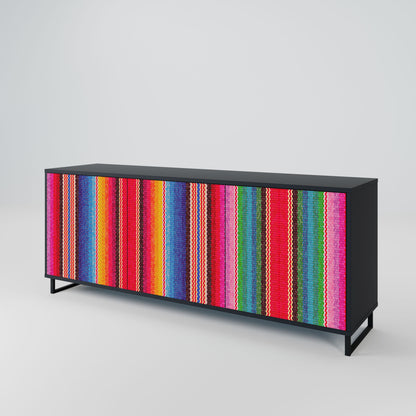 ETHNIC MEXICAN 3-Door Sideboard in Black Finish