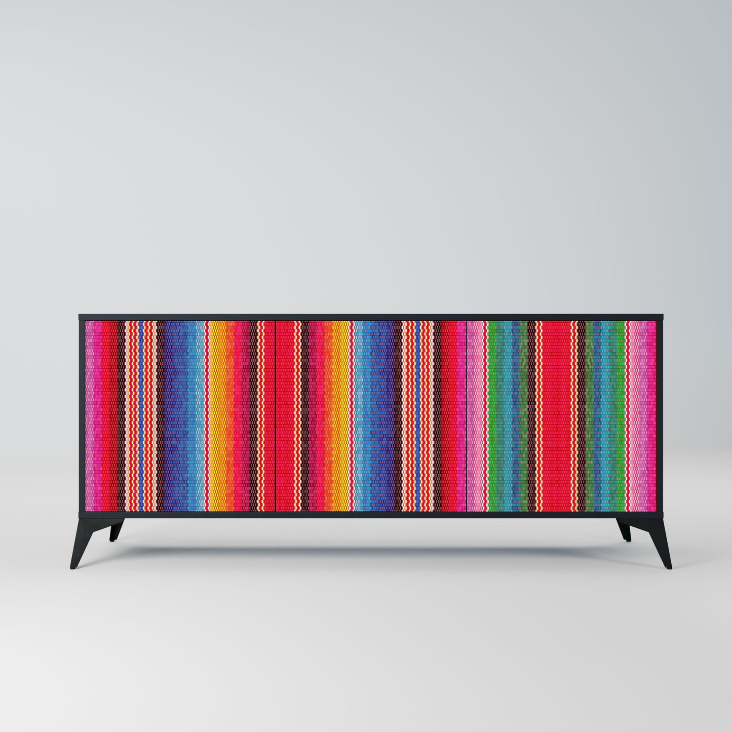 ETHNIC MEXICAN 3-Door Sideboard in Black Finish