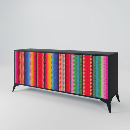 ETHNIC MEXICAN 3-Door Sideboard in Black Finish