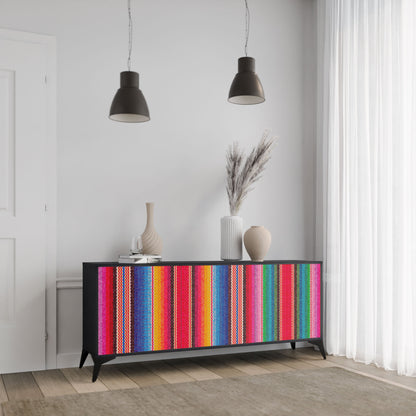 ETHNIC MEXICAN 3-Door Sideboard in Black Finish