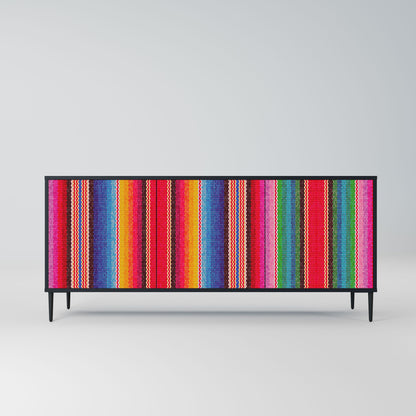 ETHNIC MEXICAN 3-Door Sideboard in Black Finish