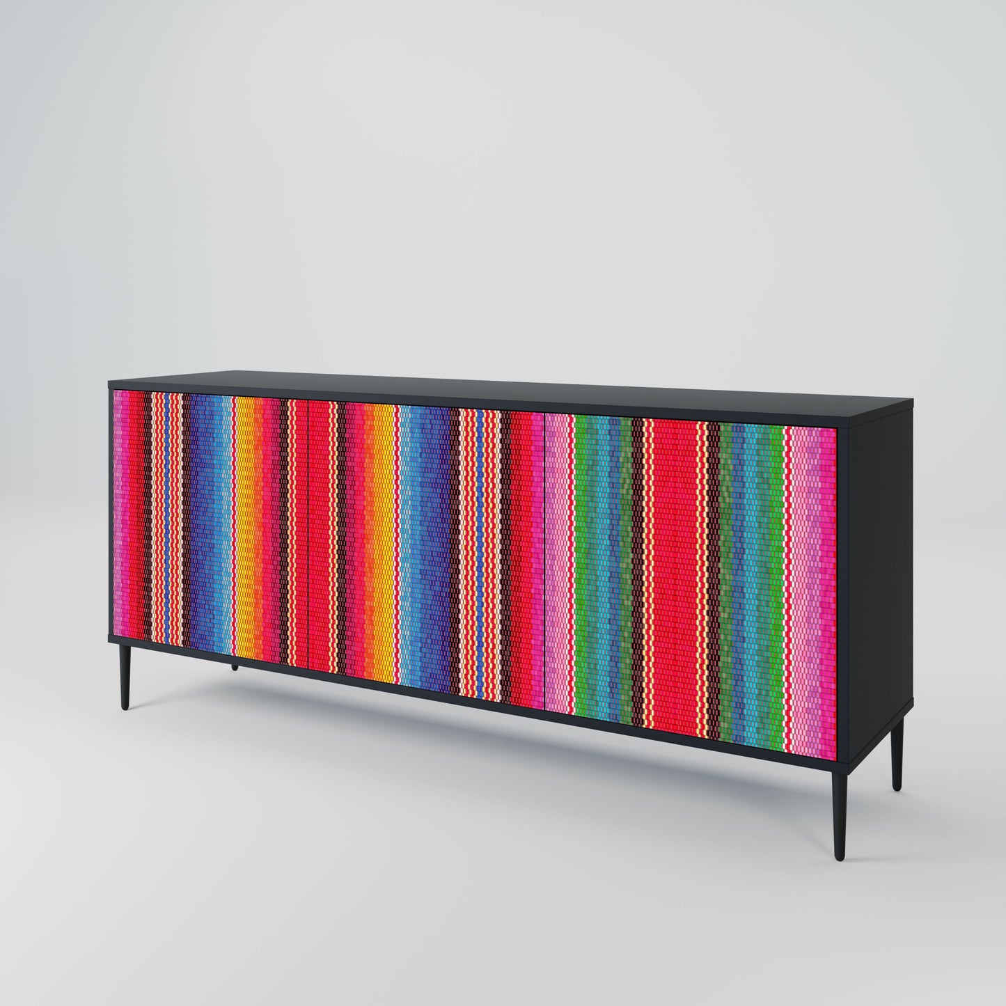 ETHNIC MEXICAN 3-Door Sideboard in Black Finish