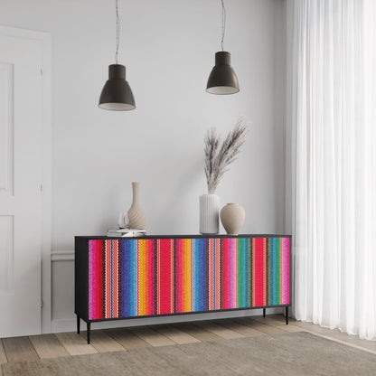 ETHNIC MEXICAN 3-Door Sideboard in Black Finish