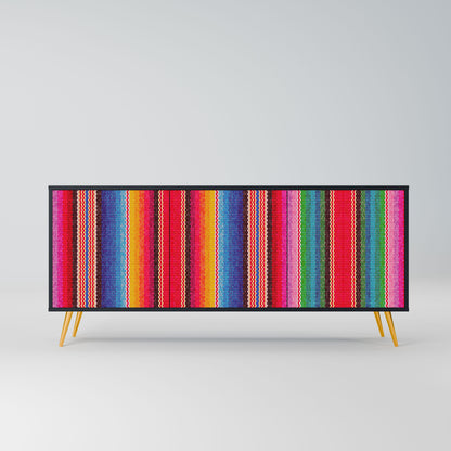 ETHNIC MEXICAN 3-Door Sideboard in Black Finish