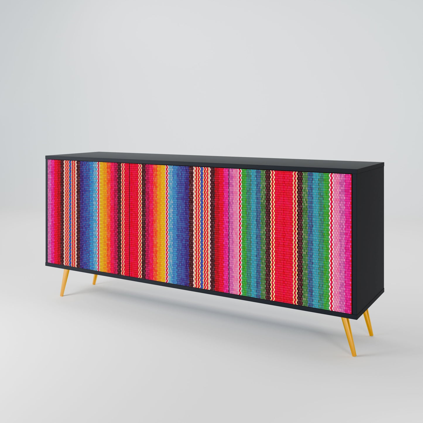 ETHNIC MEXICAN 3-Door Sideboard in Black Finish