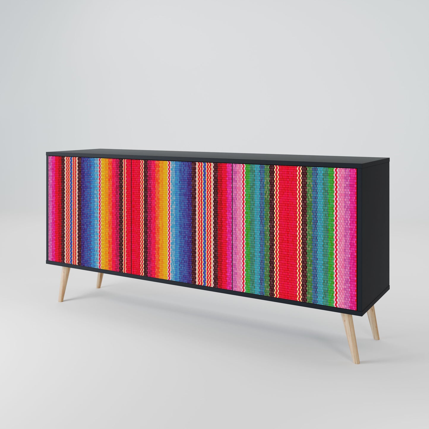 ETHNIC MEXICAN 3-Door Sideboard in Black Finish