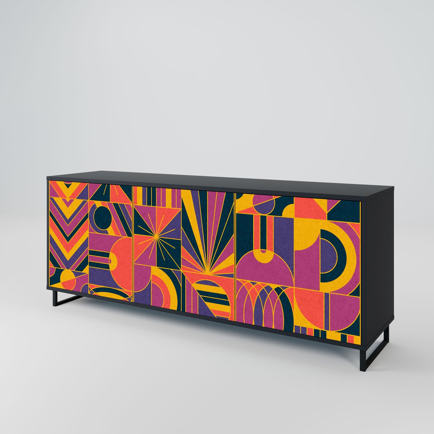 Credenza ELECTRIC PATTERNS a 3 ante in finitura nera