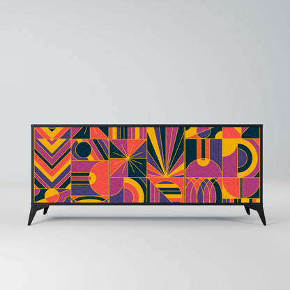 Credenza ELECTRIC PATTERNS a 3 ante in finitura nera