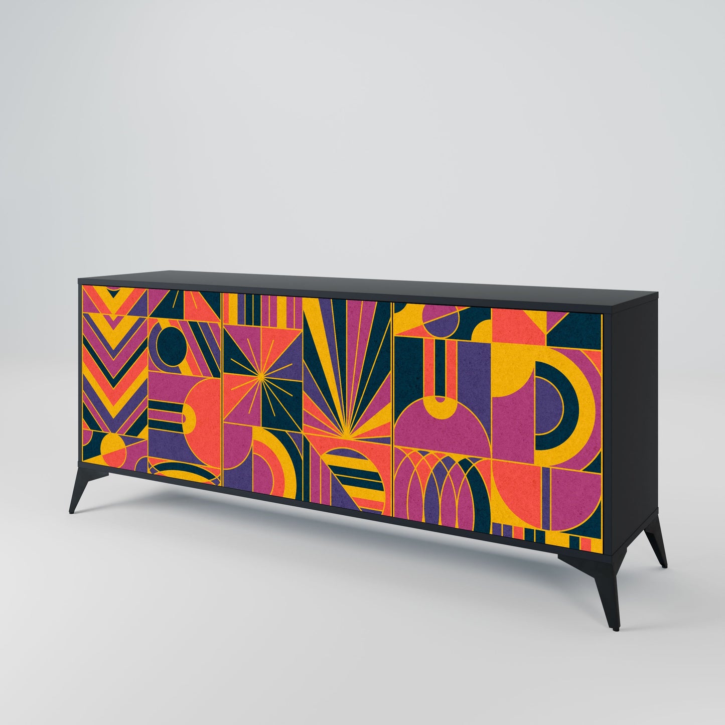 Credenza ELECTRIC PATTERNS a 3 ante in finitura nera