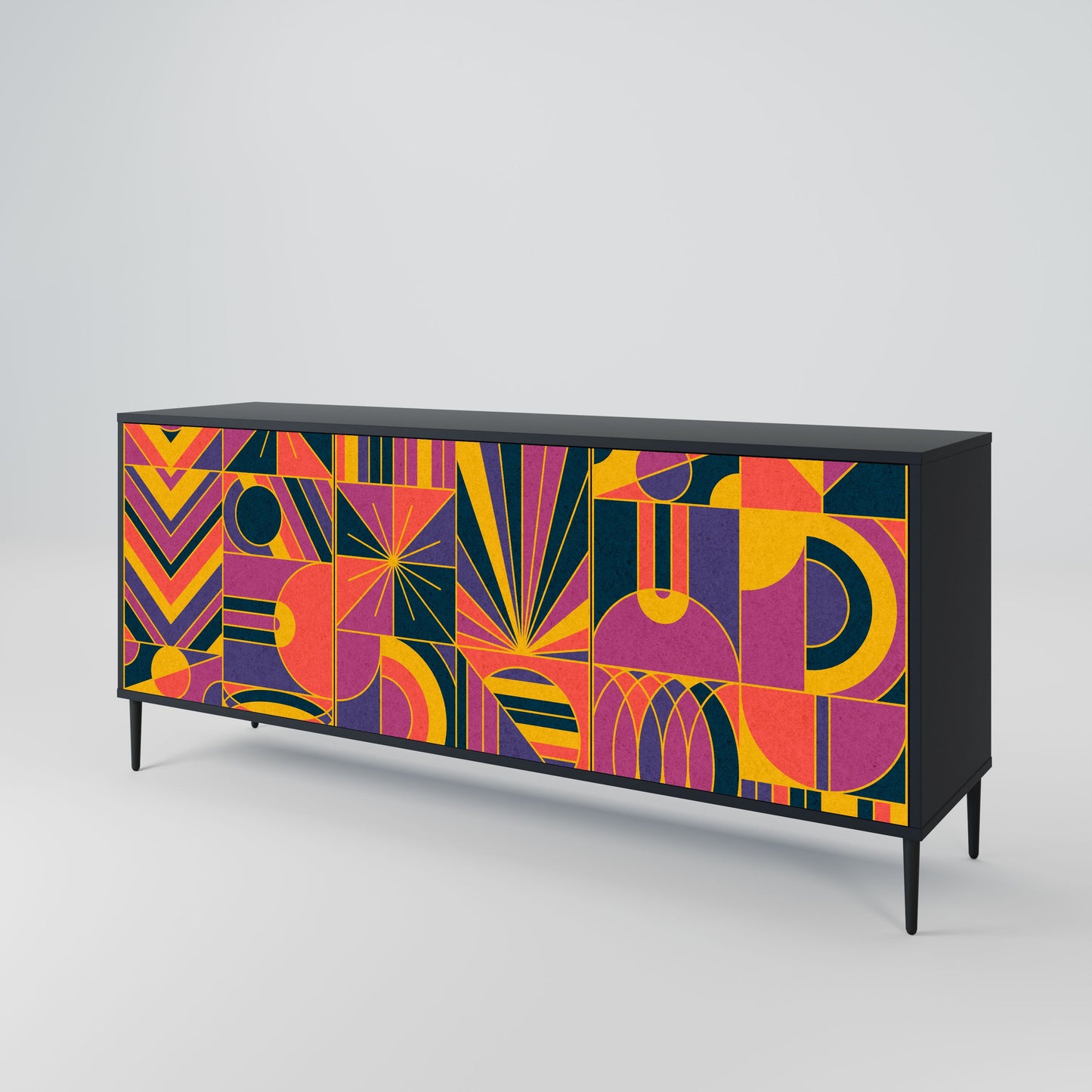 Credenza ELECTRIC PATTERNS a 3 ante in finitura nera