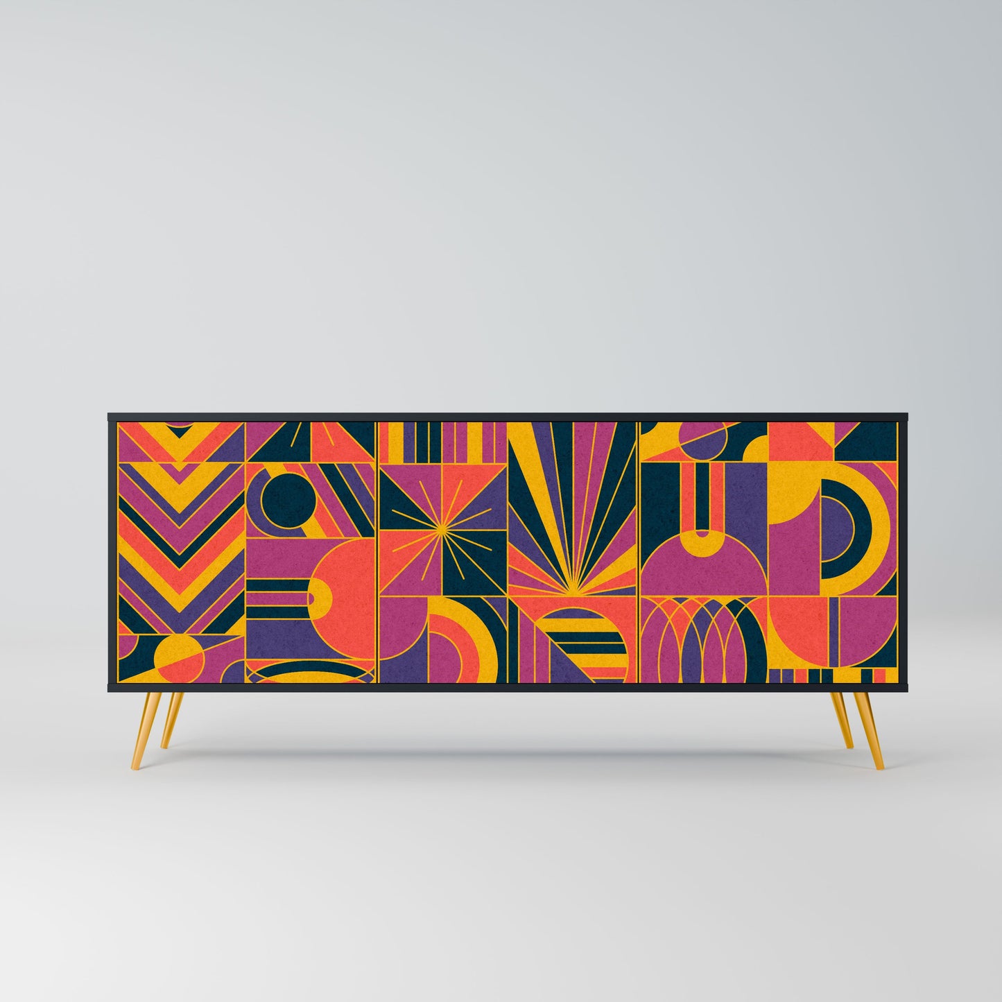 Credenza ELECTRIC PATTERNS a 3 ante in finitura nera