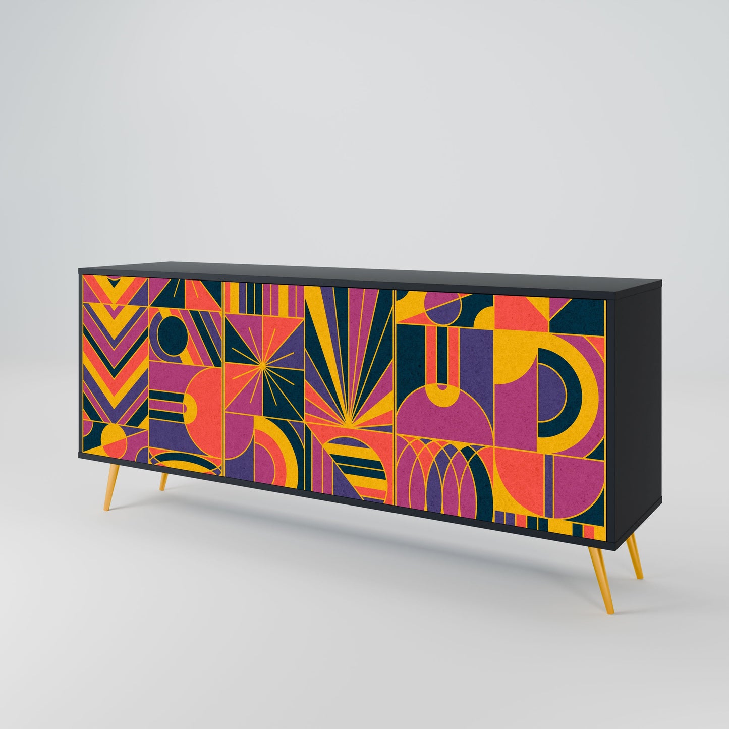 Credenza ELECTRIC PATTERNS a 3 ante in finitura nera