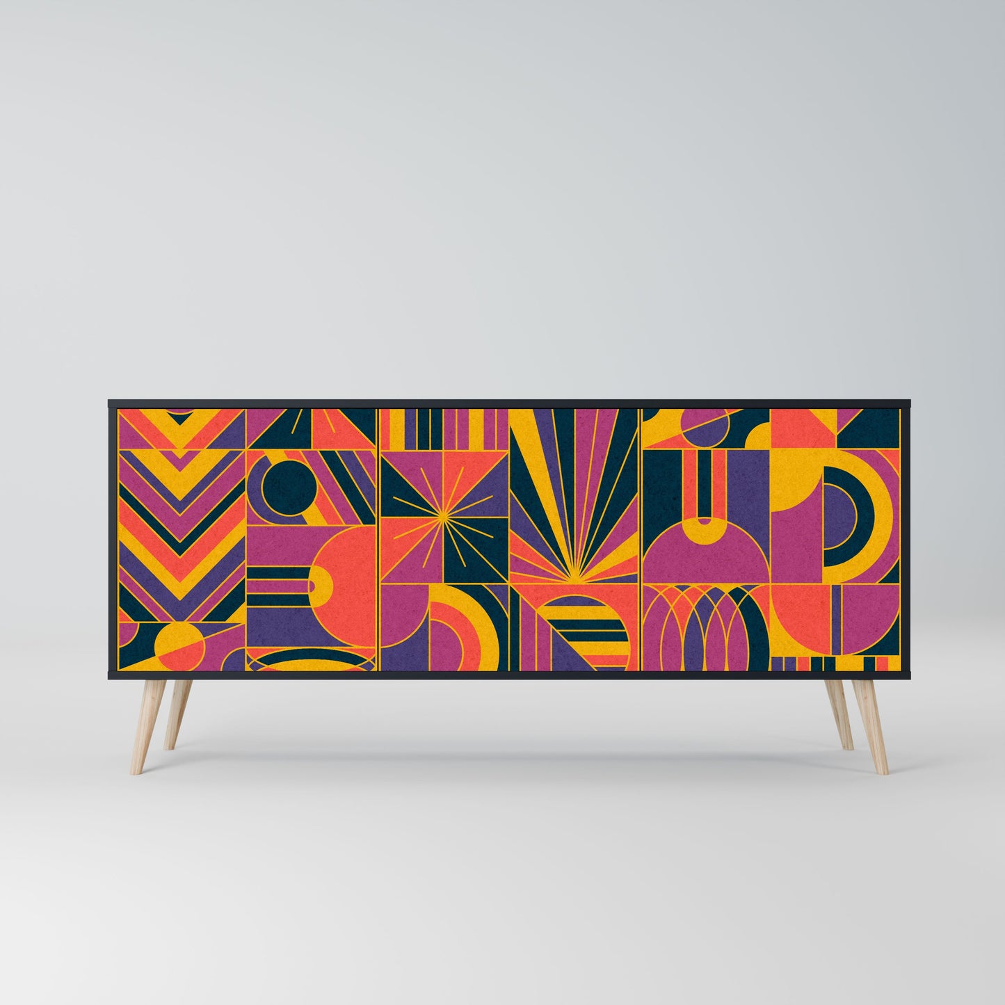 Credenza ELECTRIC PATTERNS a 3 ante in finitura nera