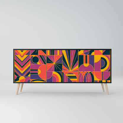 Credenza ELECTRIC PATTERNS a 3 ante in finitura nera